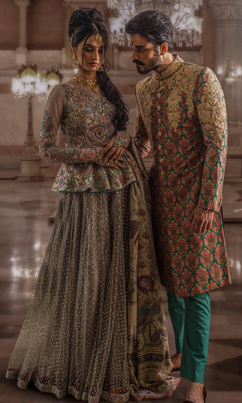 latest designer wedding lehenga choli - sherwani, designer couple wedding  outfits, designe… | Wedding lehenga designs, Couple wedding dress, Bridal  dresses pakistan